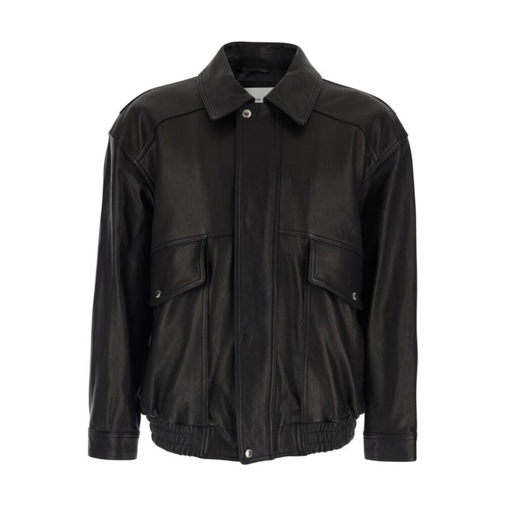 Dunst Men Black Jacket With Classic Collar And Two Front Pockets In Leather Man